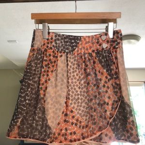 Nanushka Peach & Gray Geometric silk skirt
